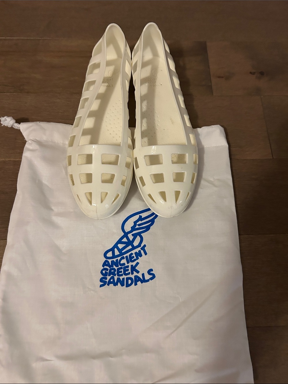 Ancient Greek Sandals Cream Lattice Jelly Flats